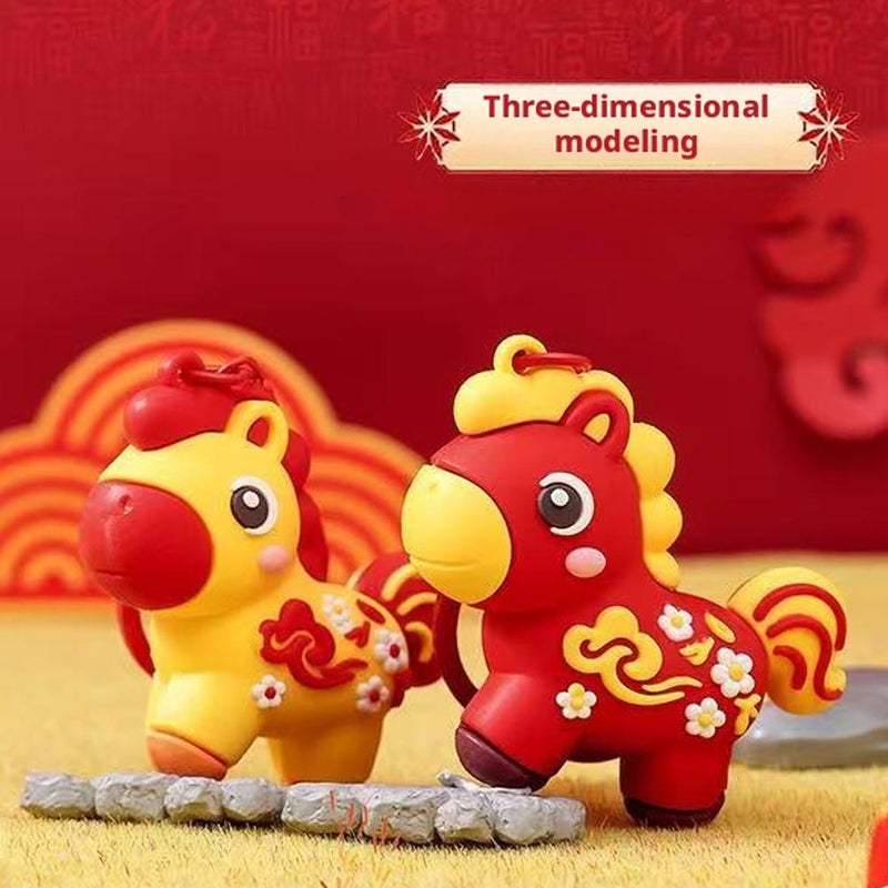 Cartoon Horse Keychains for Chinese New Year - Horse Year Keychain for Women Men, Cute Charm for Purse, Backpack or Car (Red) - Image 2